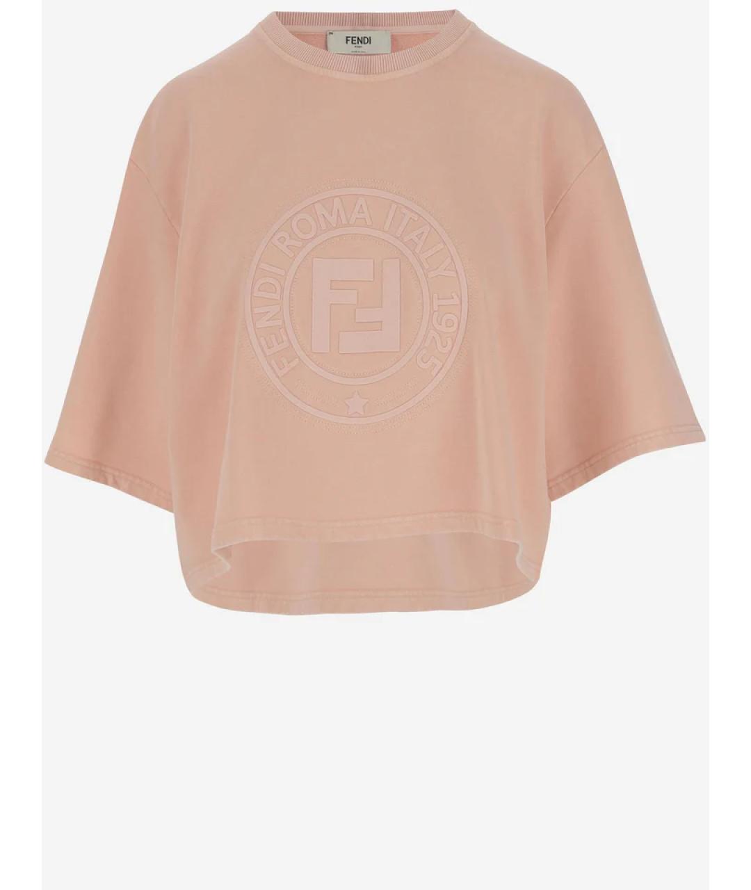 FENDI Розовая хлопковая футболка, фото 1