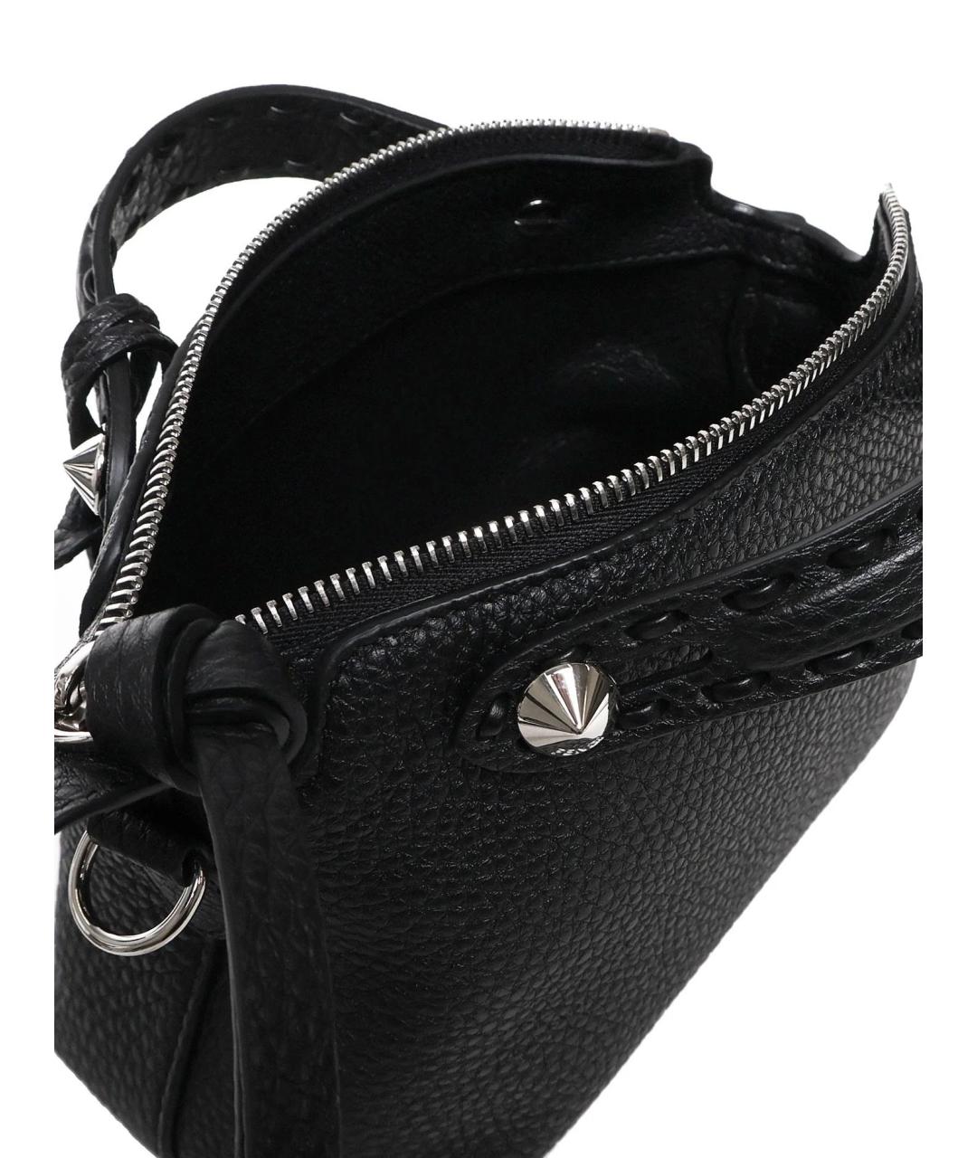 FENDI Черная кожаная сумка с короткими ручками, фото 4