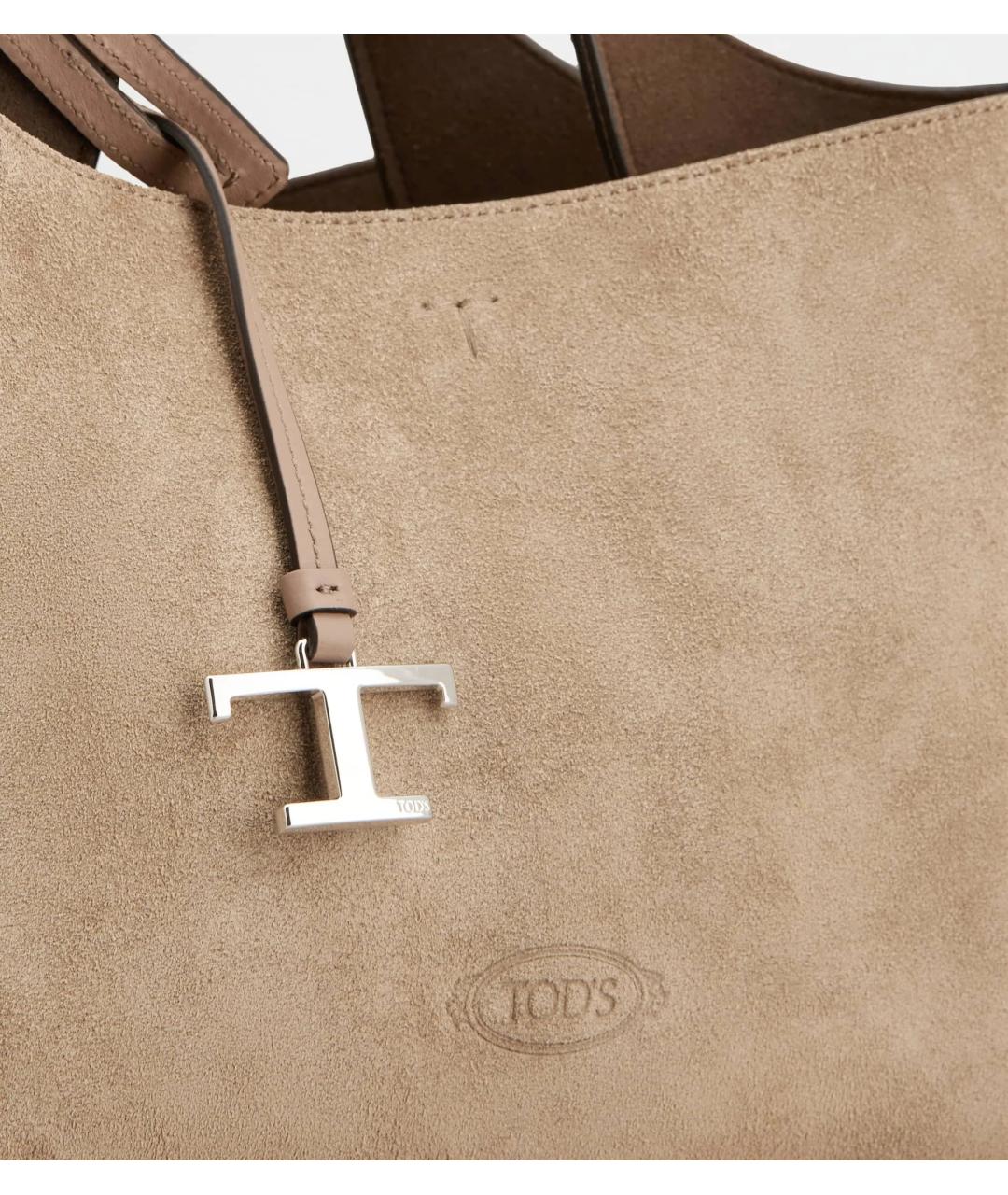 TOD'S Бежевая замшевая сумка тоут, фото 3