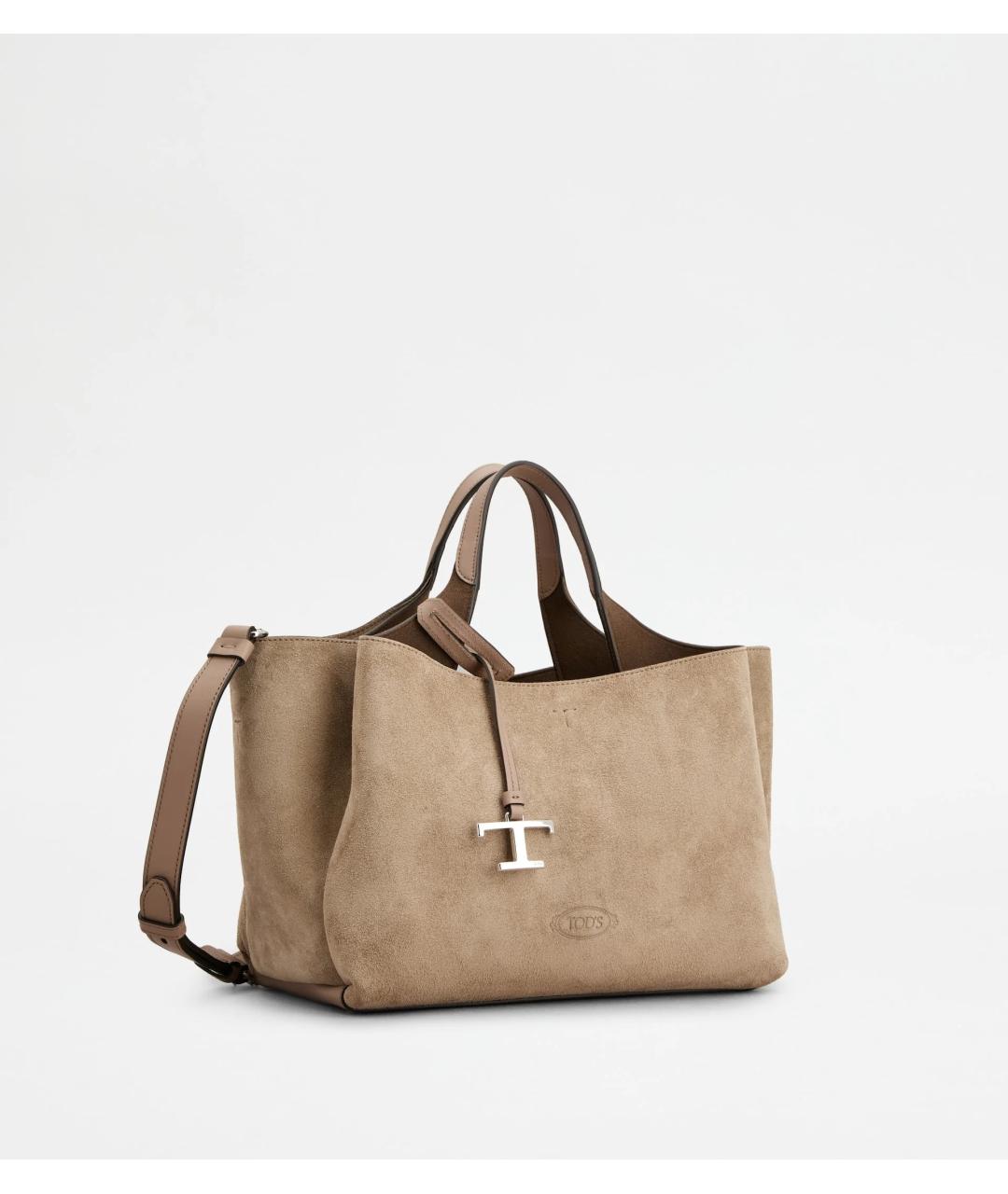 TOD'S Бежевая замшевая сумка тоут, фото 2