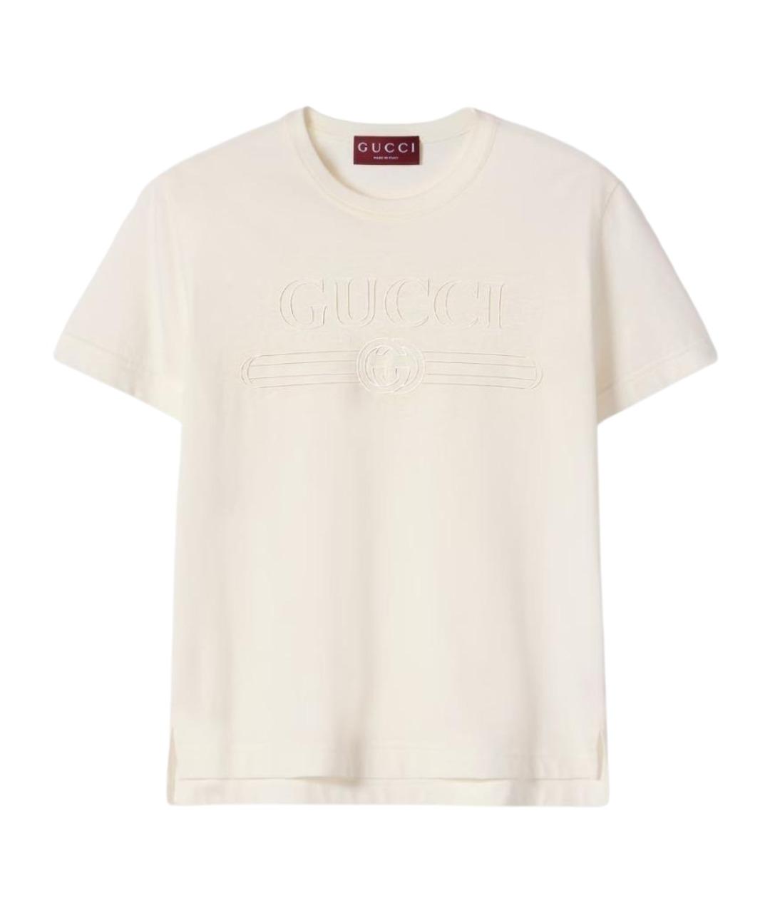 GUCCI Белая хлопковая футболка, фото 1