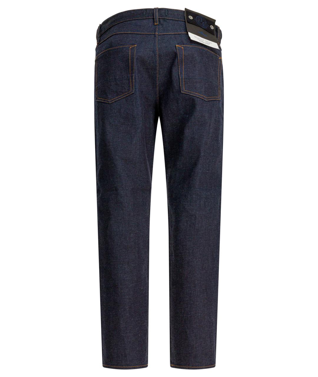 STONE ISLAND Синие хлопковые прямые джинсы, фото 2