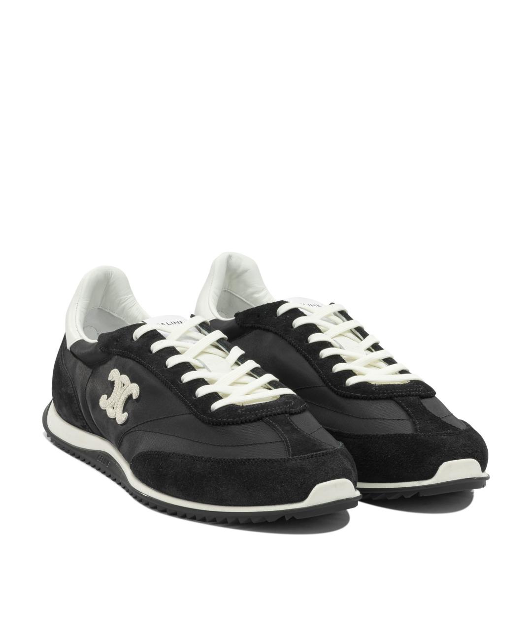 CELINE Черные текстильные низкие кроссовки / кеды, фото 2