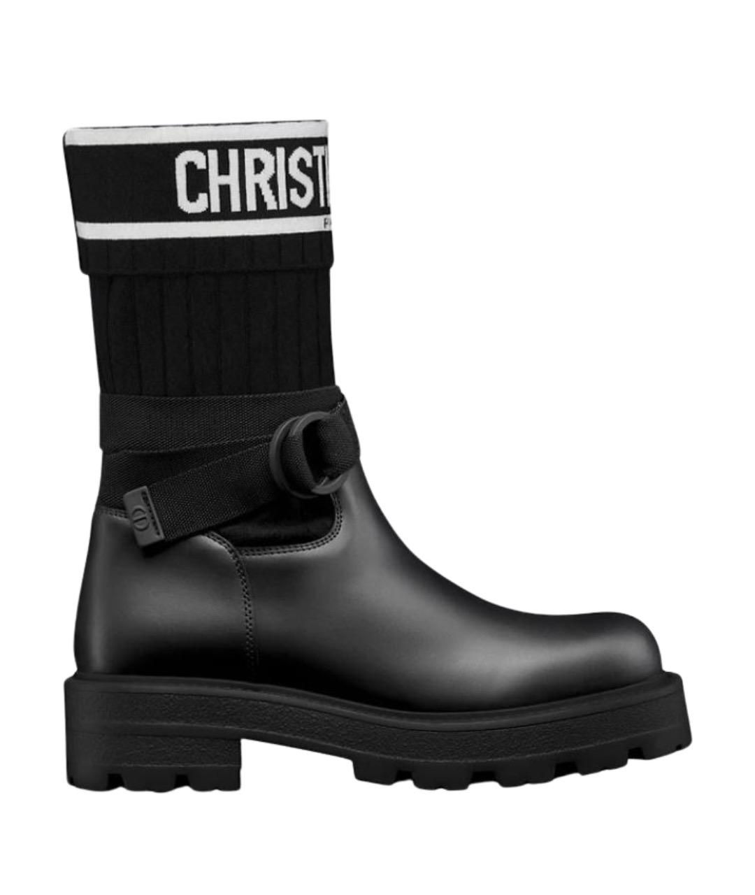 CHRISTIAN DIOR Черные кожаные сапоги, фото 1