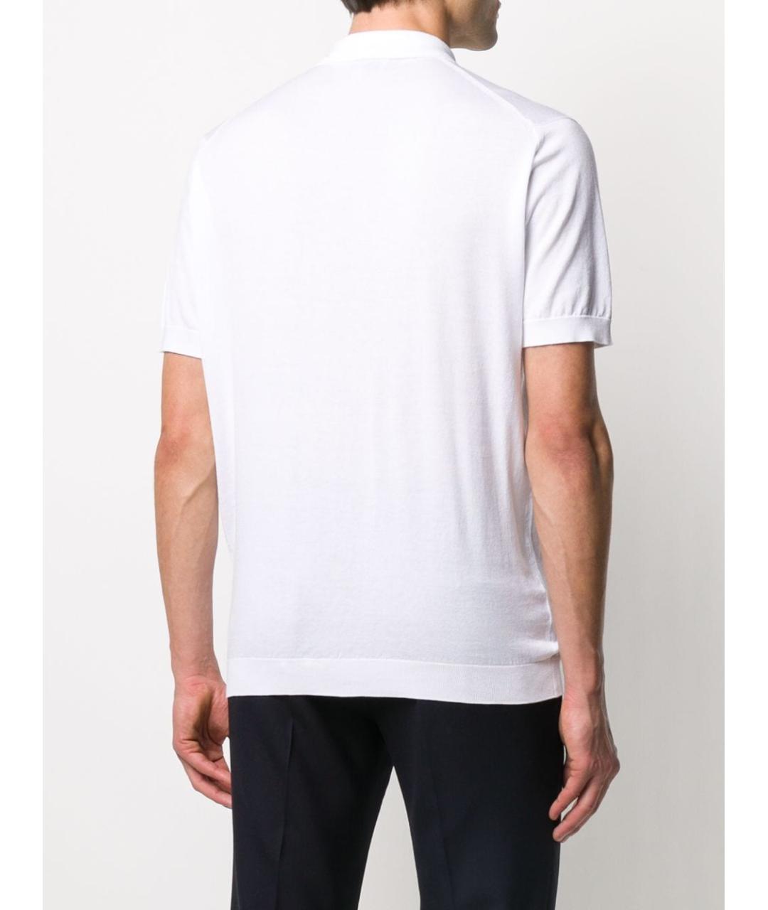 JOHN SMEDLEY Белое хлопковое поло с коротким рукавом, фото 3