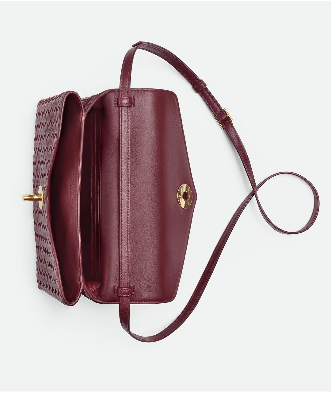 BOTTEGA VENETA Бордовая кожаная сумка через плечо, фото 2