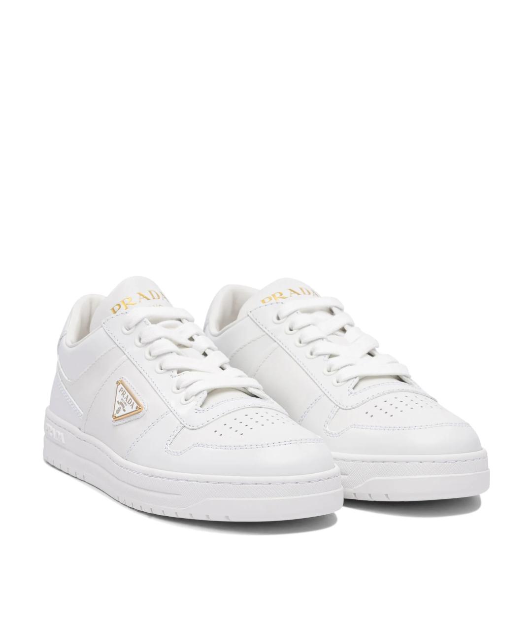 PRADA Белые кожаные кроссовки, фото 2