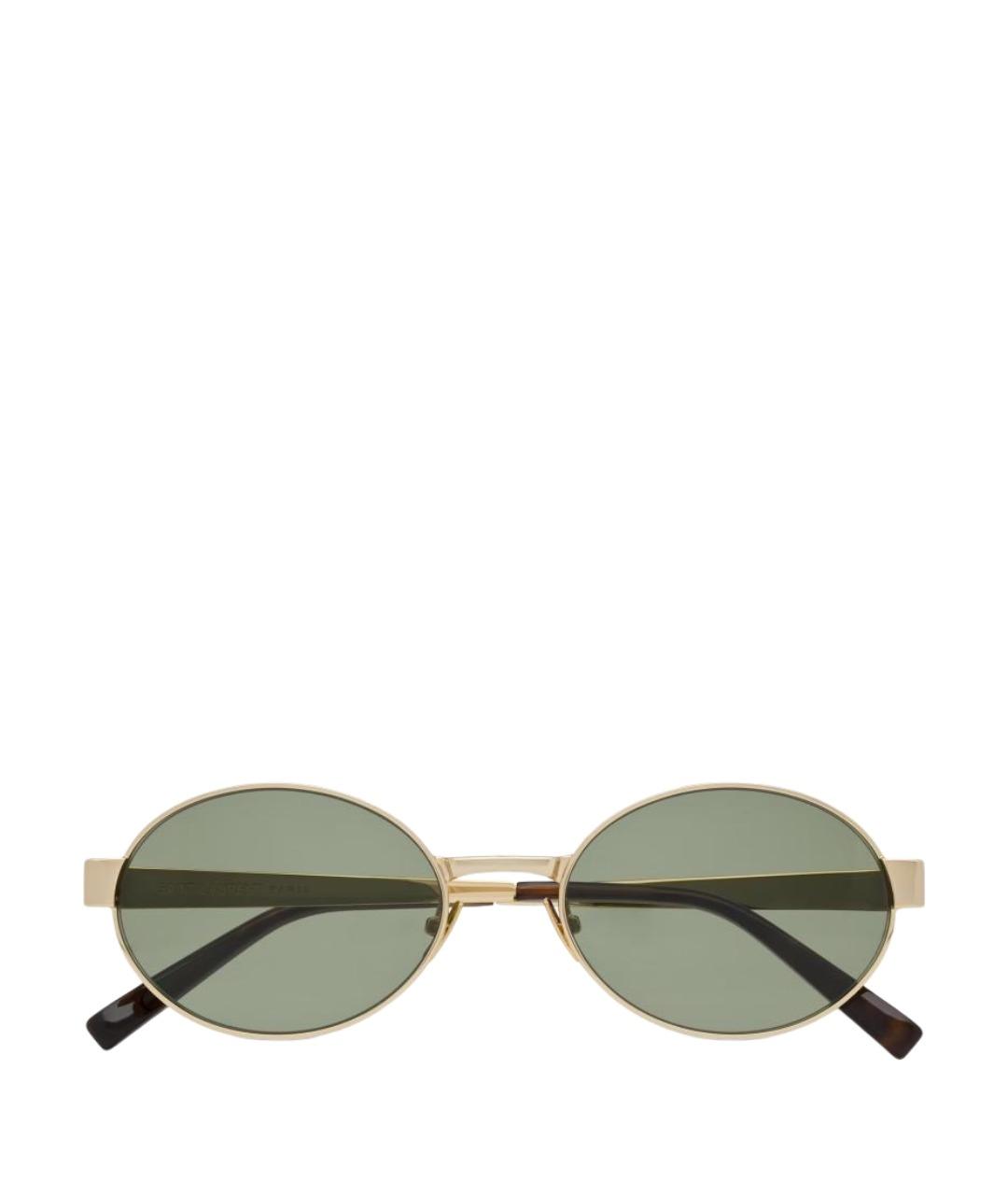 SAINT LAURENT Золотые металлические солнцезащитные очки, фото 1