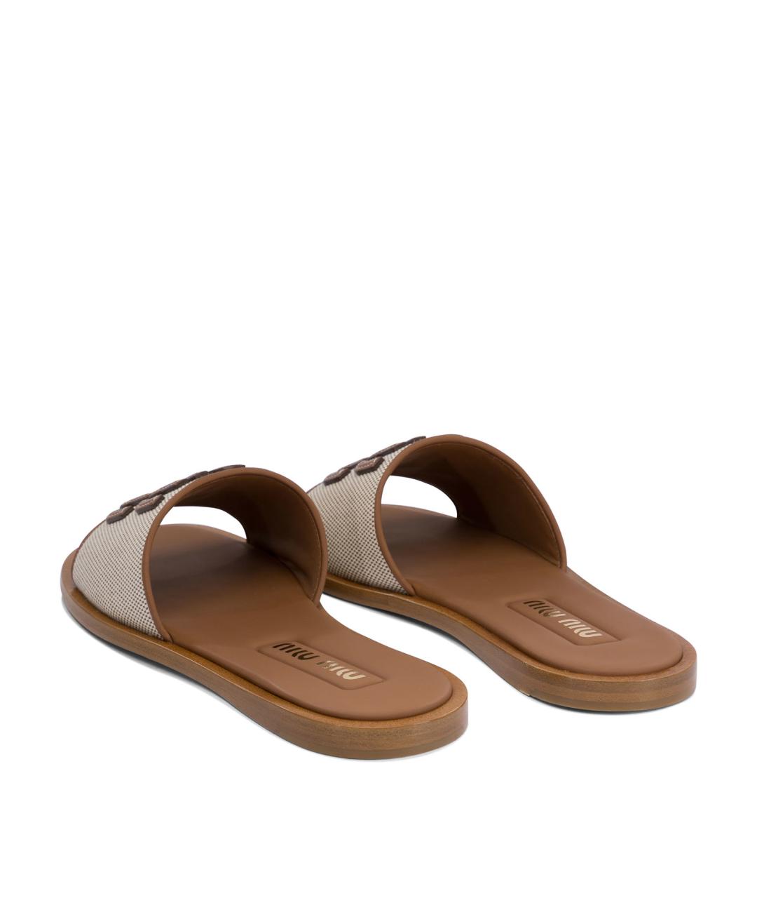 MIU MIU Бежевые кожаные сандалии, фото 4