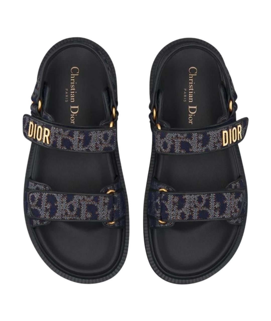 CHRISTIAN DIOR Синие текстильные сандалии, фото 3