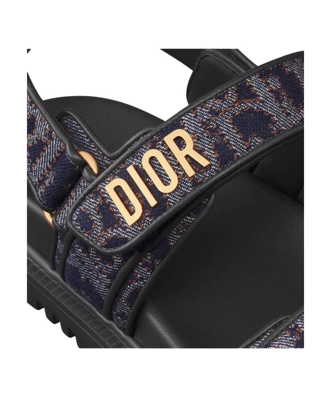 CHRISTIAN DIOR Синие текстильные сандалии, фото 4