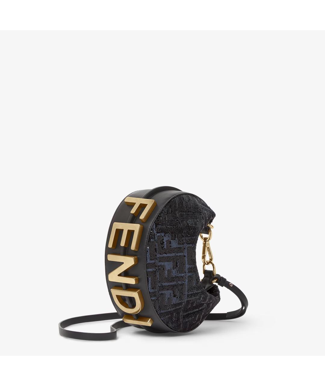 FENDI Черная хлопковая сумка с короткими ручками, фото 2