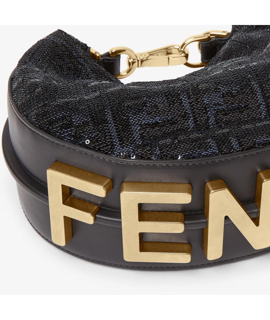 FENDI Черная хлопковая сумка с короткими ручками, фото 4