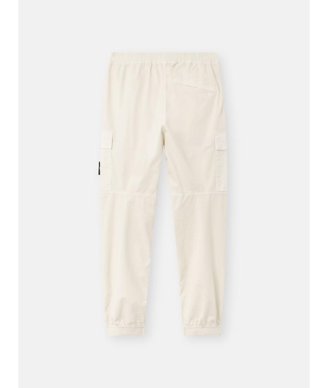 STONE ISLAND Белые хлопковые повседневные брюки, фото 2