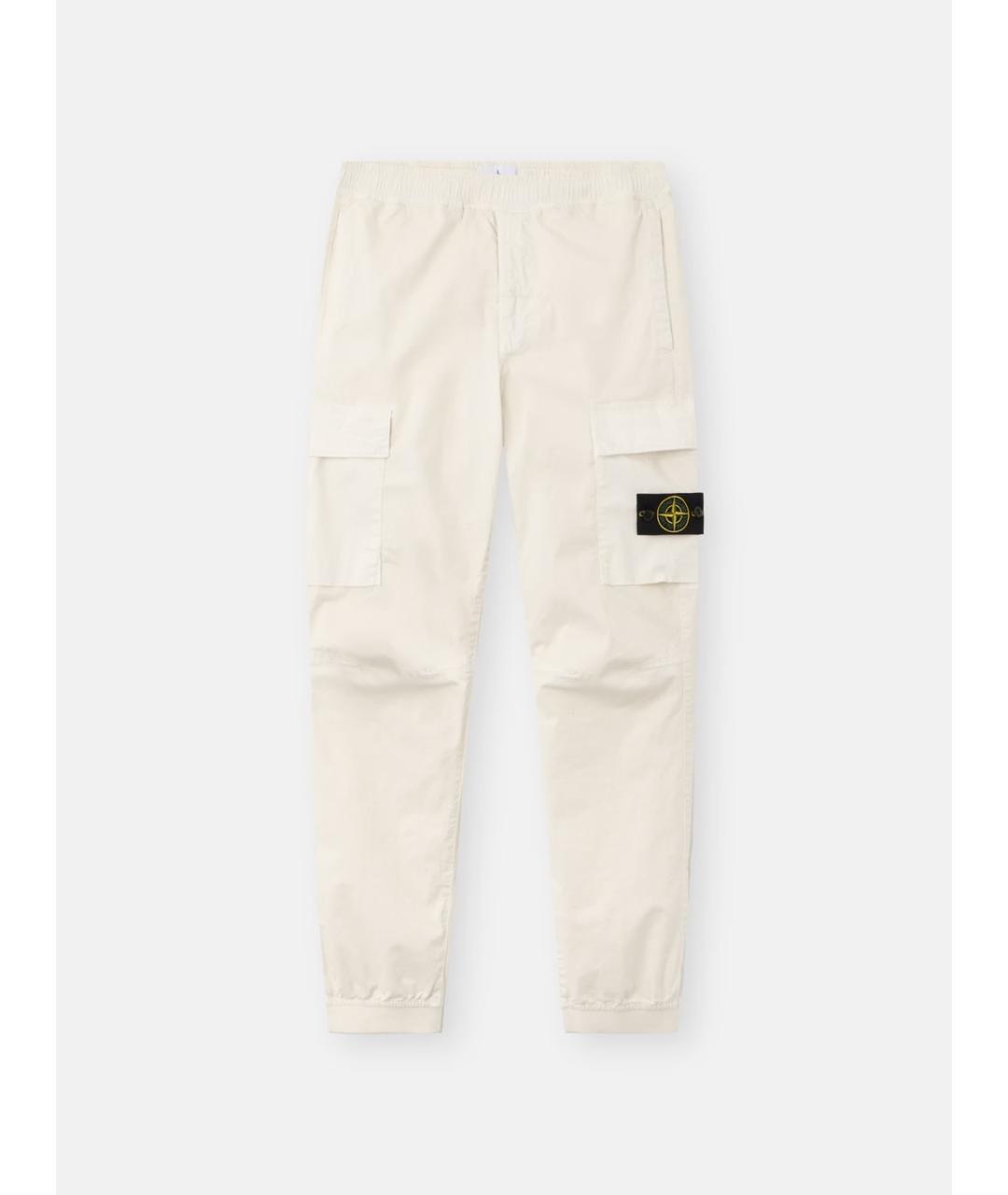 STONE ISLAND Белые хлопковые повседневные брюки, фото 3