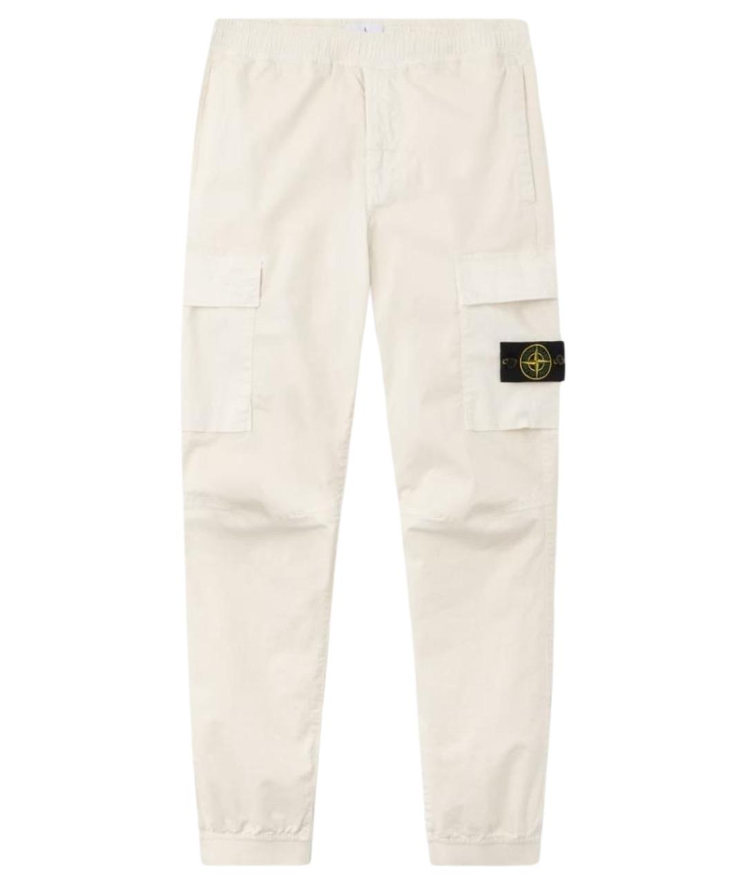STONE ISLAND Белые хлопковые повседневные брюки, фото 1