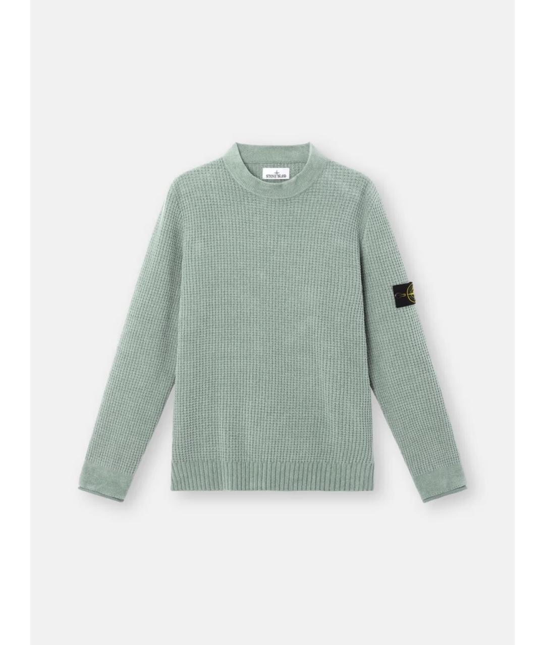 STONE ISLAND Зеленый хлопковый джемпер / свитер, фото 4