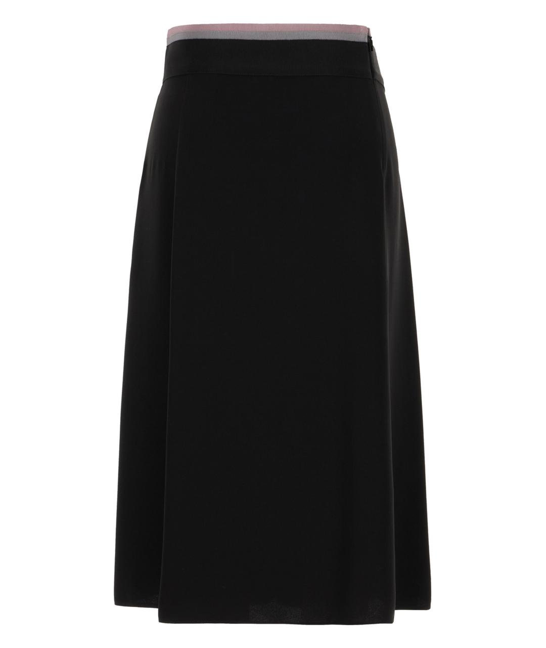 FENDI Черная шелковая юбка миди, фото 2