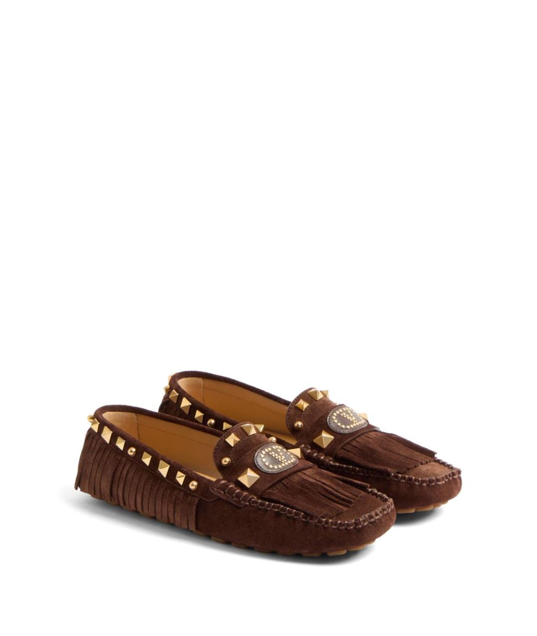 VALENTINO Коричневые кожаные мокасины, фото 2