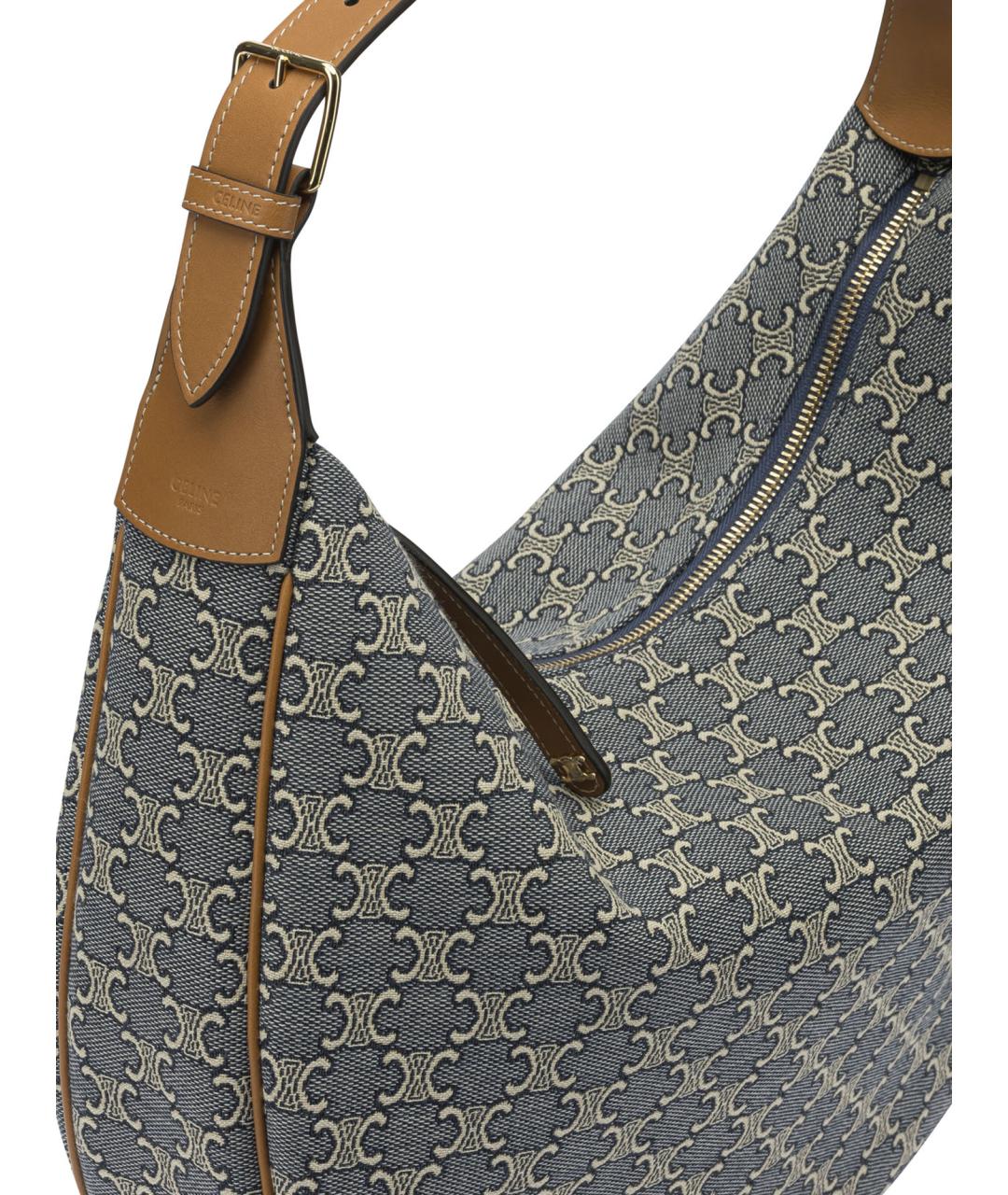 CELINE Синяя тканевая сумка с короткими ручками, фото 4