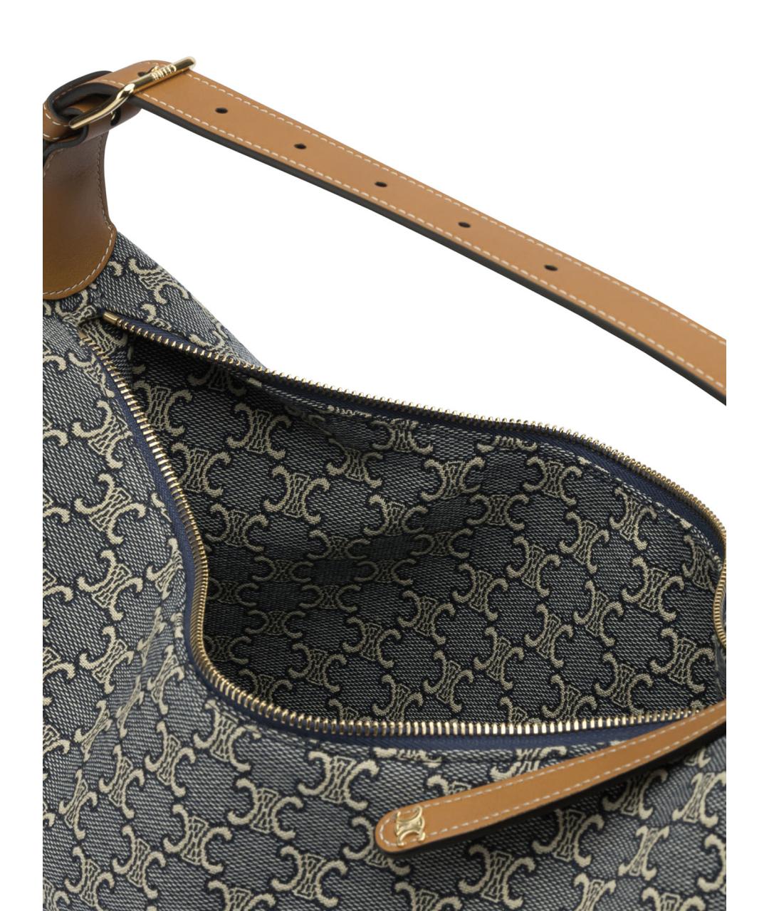 CELINE Синяя тканевая сумка с короткими ручками, фото 5