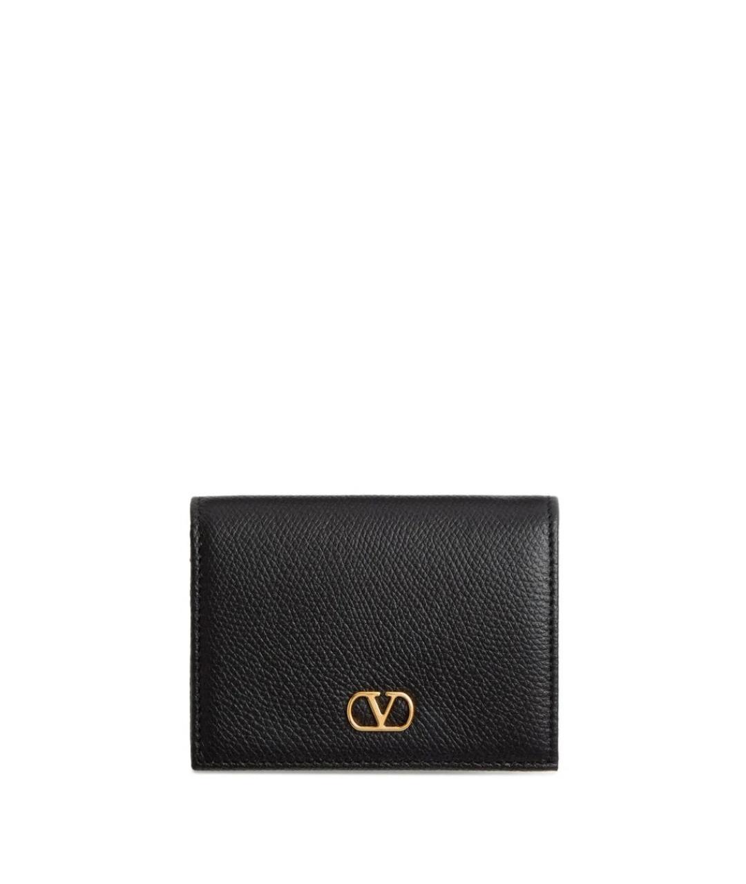 VALENTINO Черный кожаный кошелек, фото 1