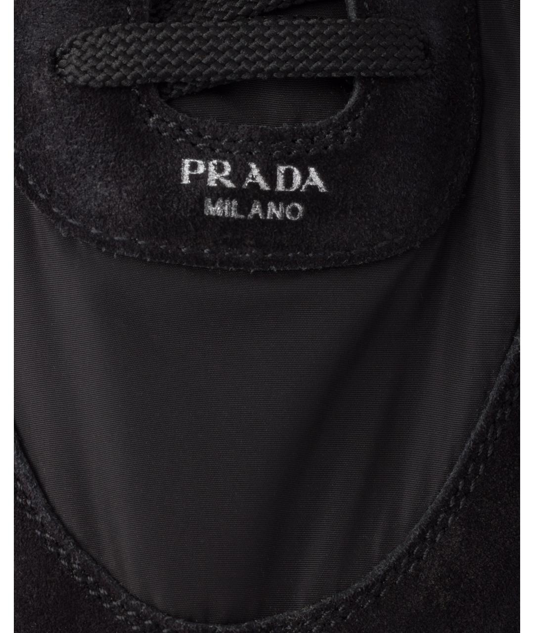 PRADA Черные текстильные низкие кроссовки / кеды, фото 5