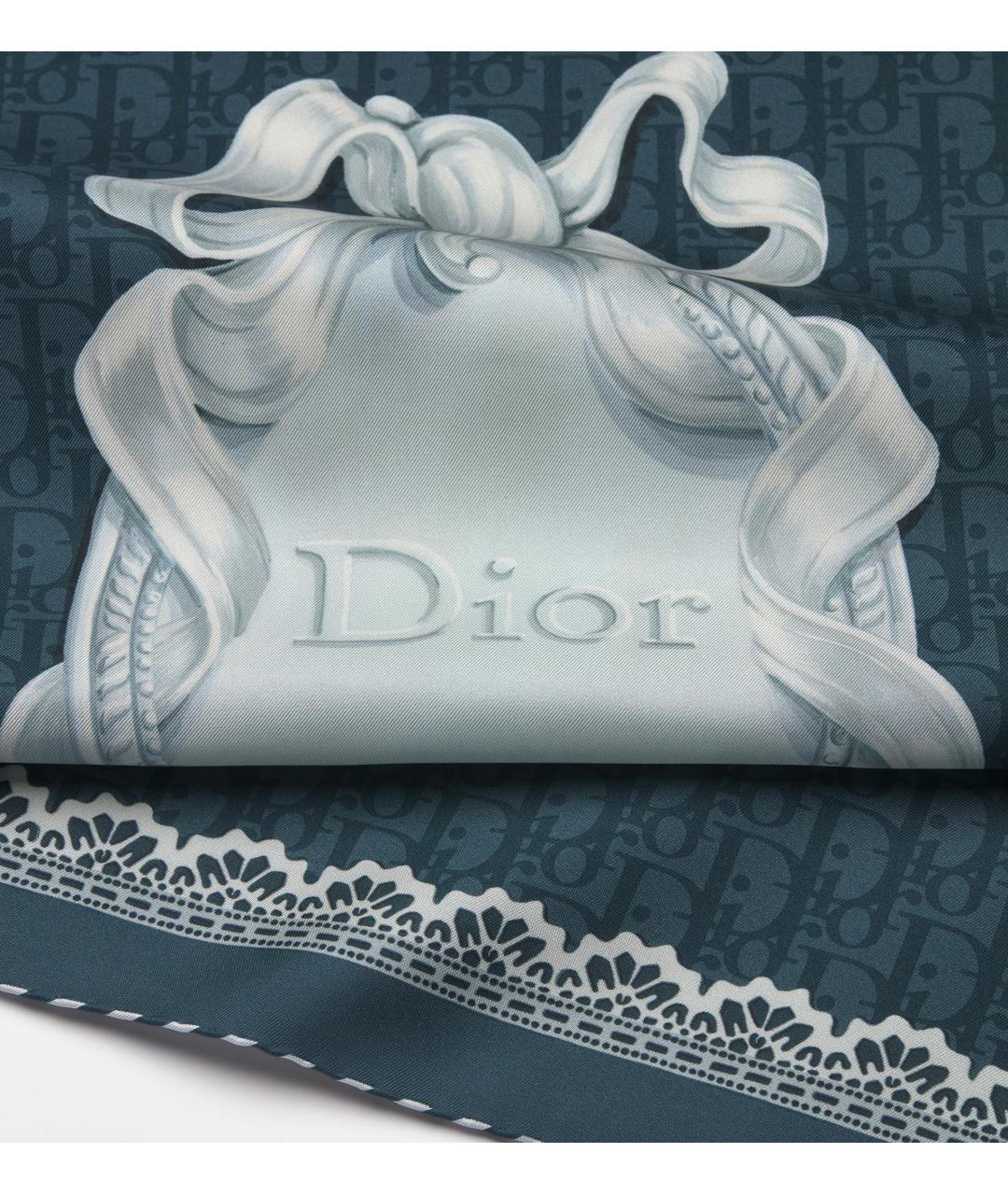 CHRISTIAN DIOR Синий шелковый платок, фото 3