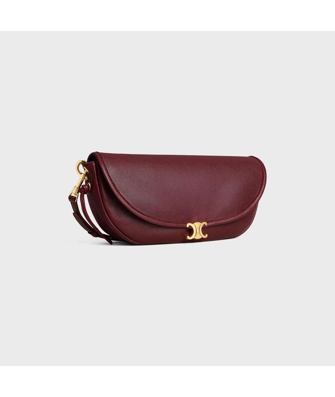 CELINE Бордовая кожаная сумка через плечо, фото 2