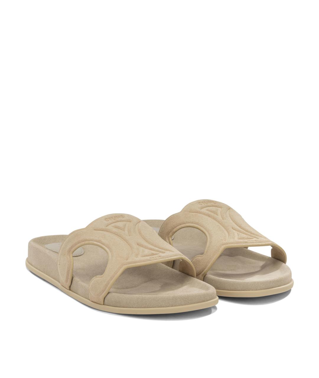 CELINE Бежевые замшевые сандалии, фото 2