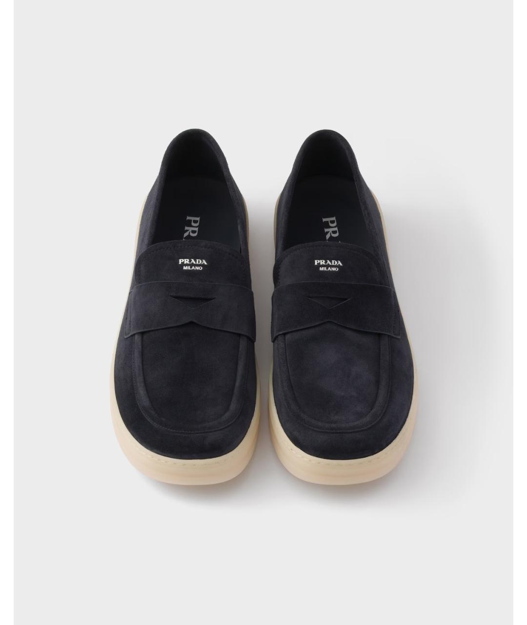 PRADA Темно-синие замшевые лоферы, фото 5