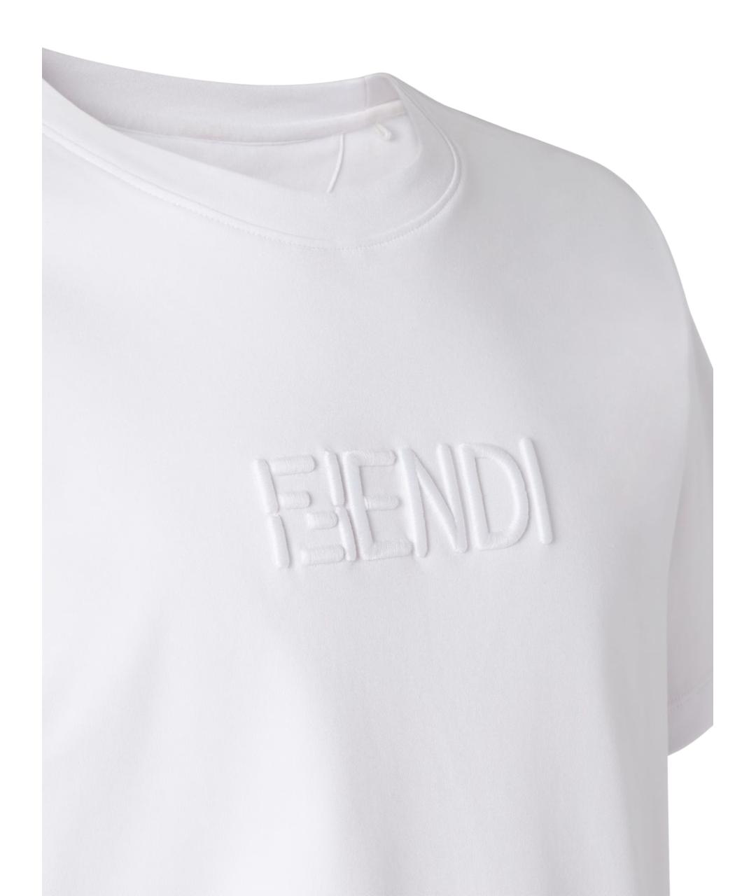 FENDI Белая хлопковая футболка, фото 3
