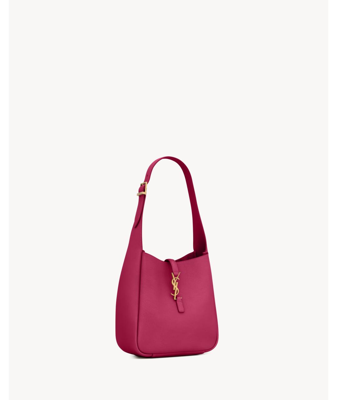 SAINT LAURENT Фуксия кожаная сумка с короткими ручками, фото 4