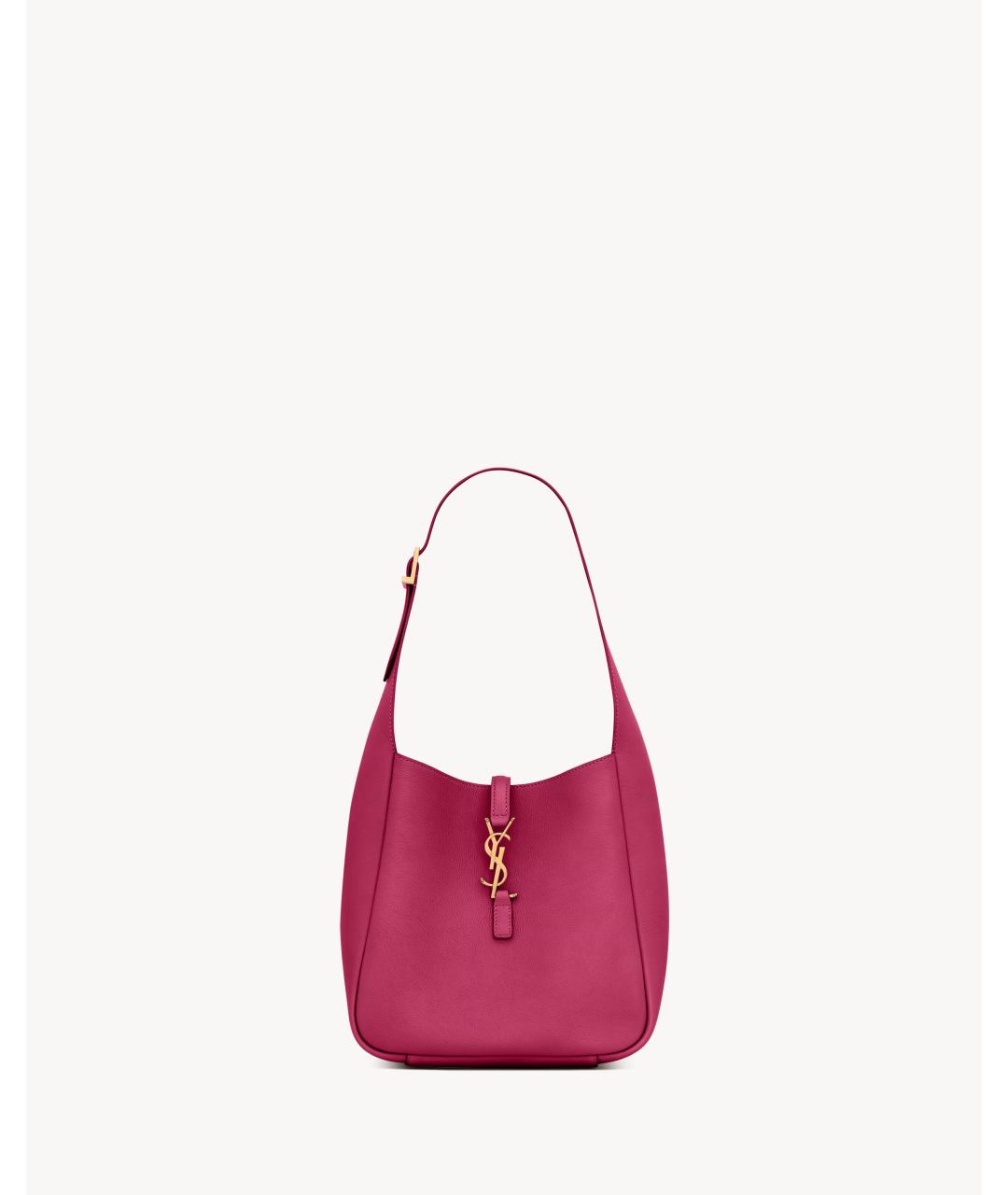 SAINT LAURENT Фуксия кожаная сумка с короткими ручками, фото 1