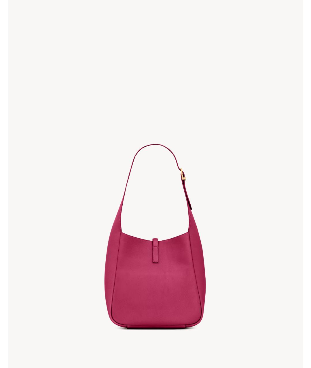 SAINT LAURENT Фуксия кожаная сумка с короткими ручками, фото 2