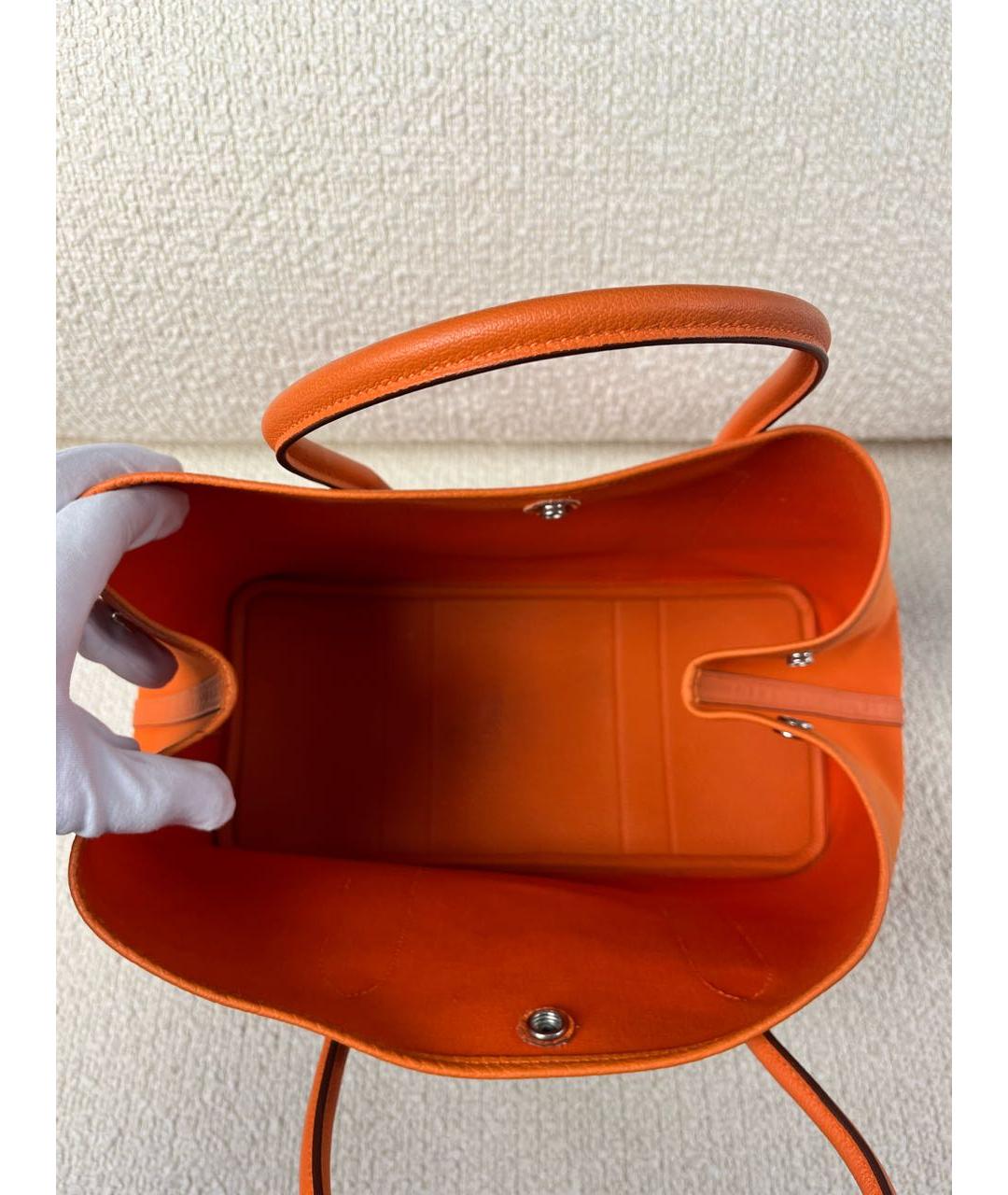 HERMES Оранжевая тканевая сумка тоут, фото 4