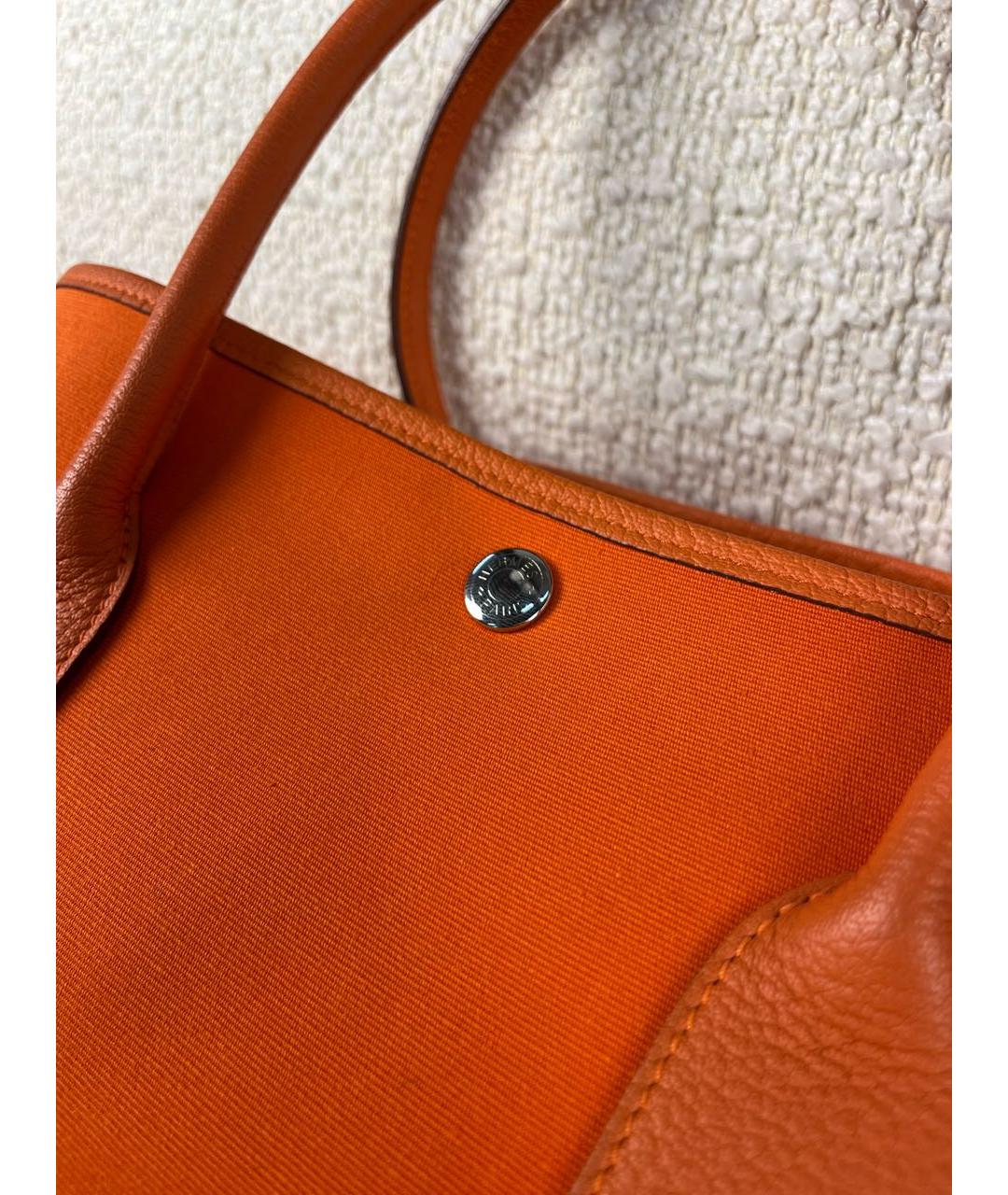 HERMES Оранжевая тканевая сумка тоут, фото 7