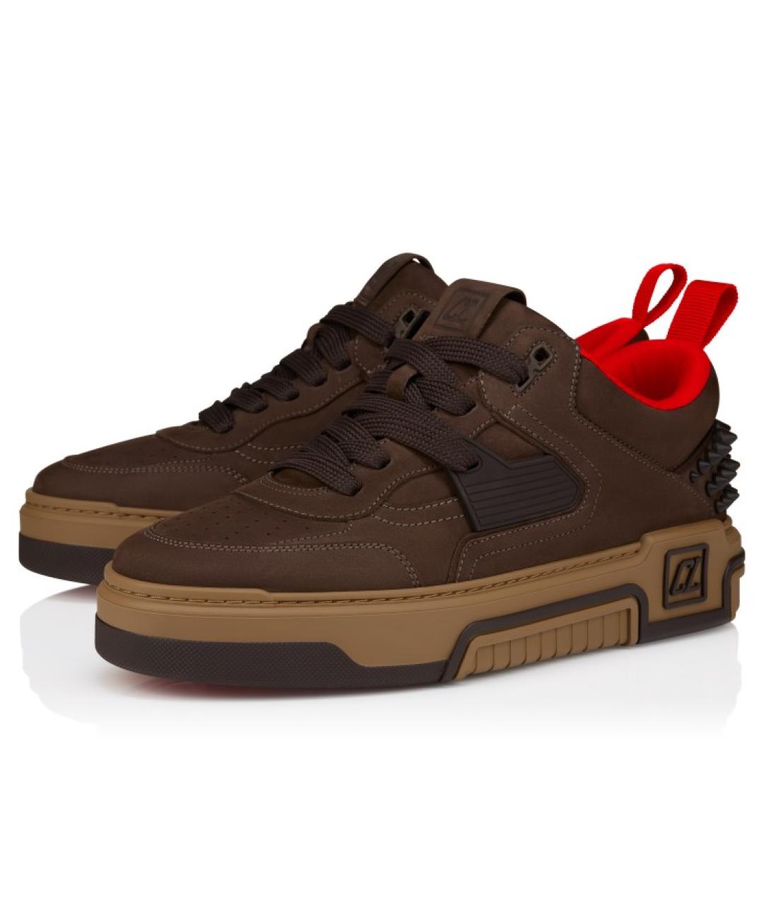 CHRISTIAN LOUBOUTIN Коричневые замшевые низкие кроссовки / кеды, фото 2