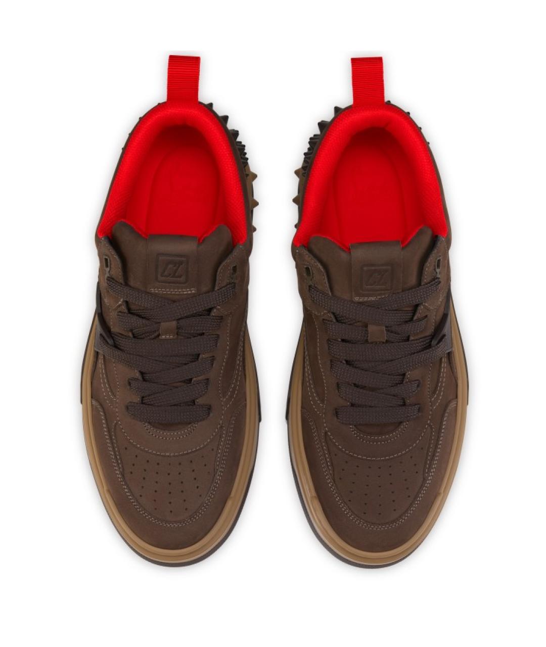 CHRISTIAN LOUBOUTIN Коричневые замшевые низкие кроссовки / кеды, фото 4