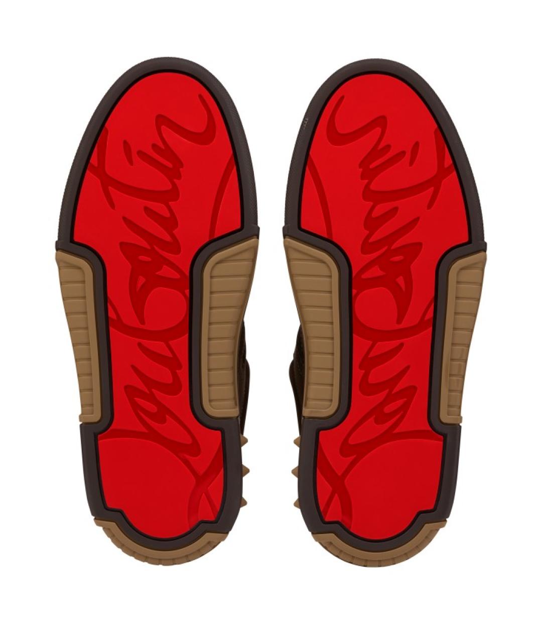 CHRISTIAN LOUBOUTIN Коричневые замшевые низкие кроссовки / кеды, фото 3