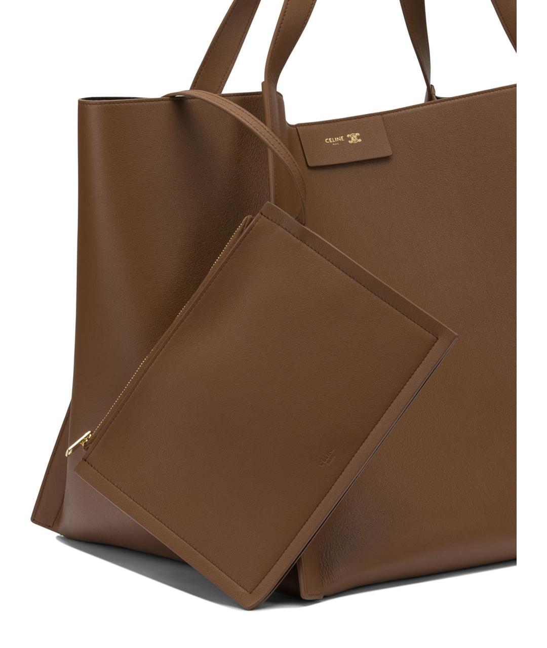 CELINE Коричневая кожаная сумка тоут, фото 4