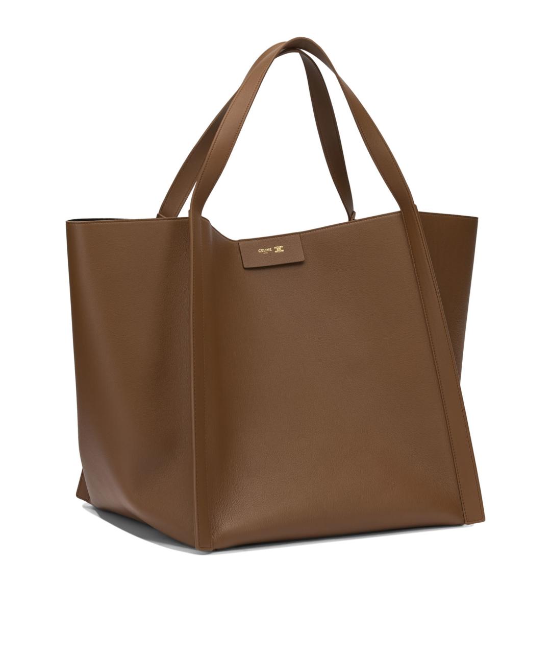 CELINE Коричневая кожаная сумка тоут, фото 2