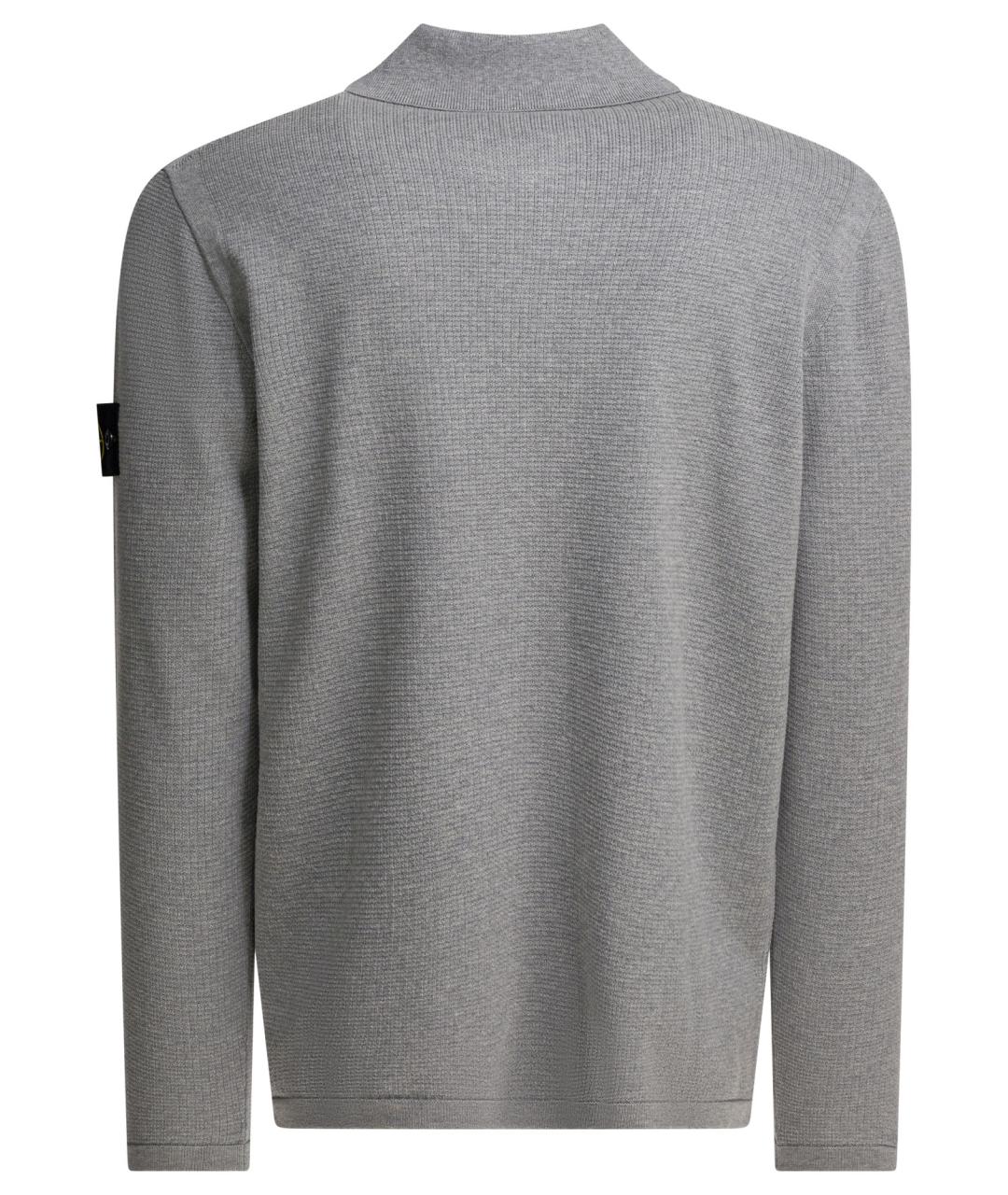 STONE ISLAND Серое хлопковое поло с длинным рукавом, фото 2