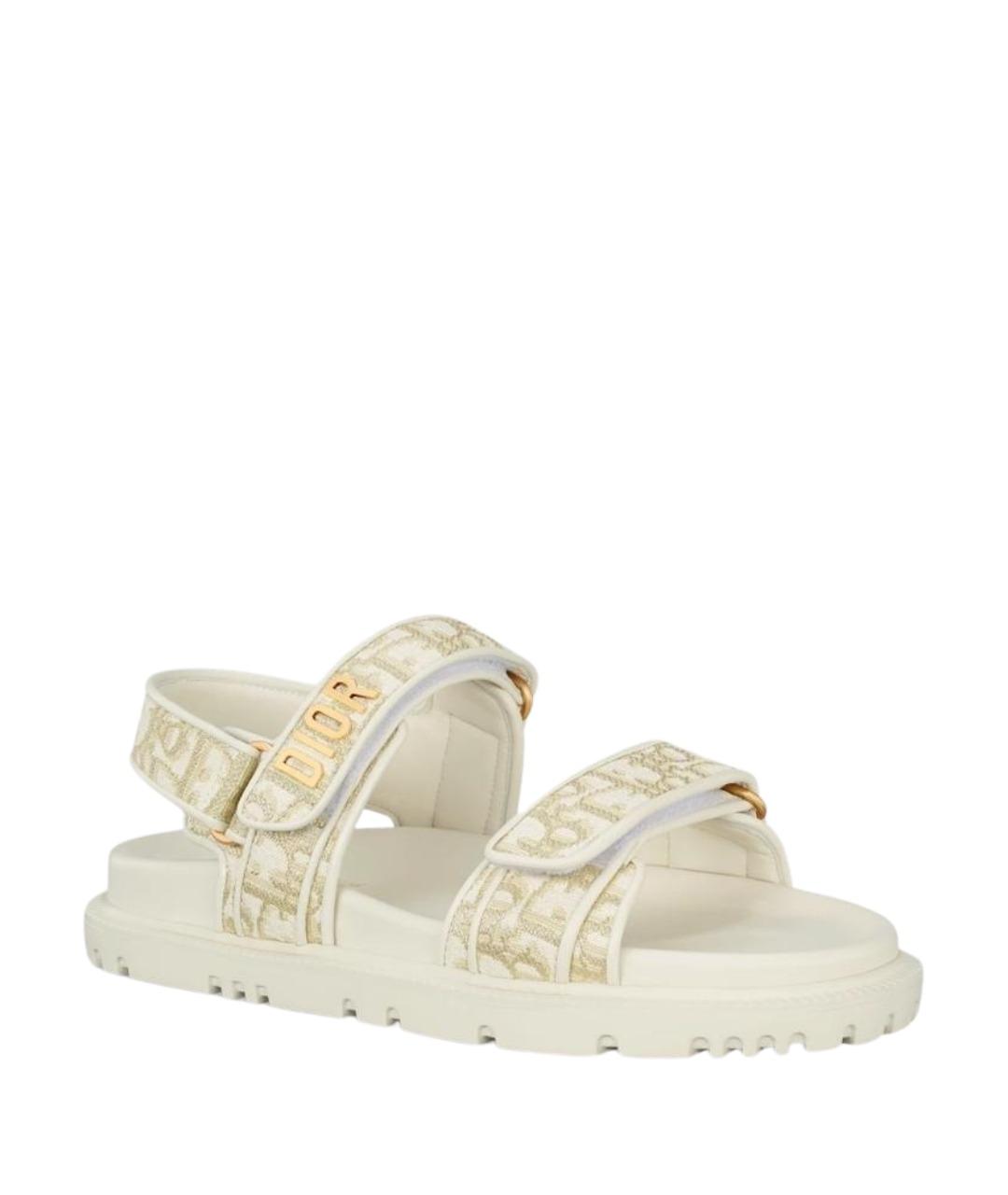 CHRISTIAN DIOR Белые текстильные сандалии, фото 2
