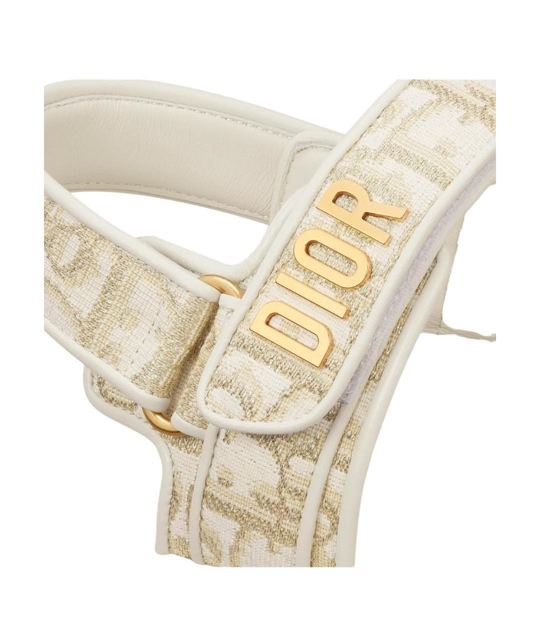 CHRISTIAN DIOR Белые текстильные сандалии, фото 3