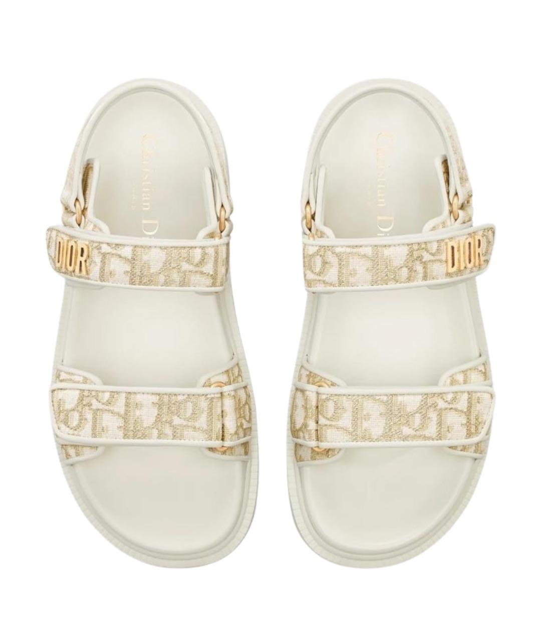 CHRISTIAN DIOR Белые текстильные сандалии, фото 4