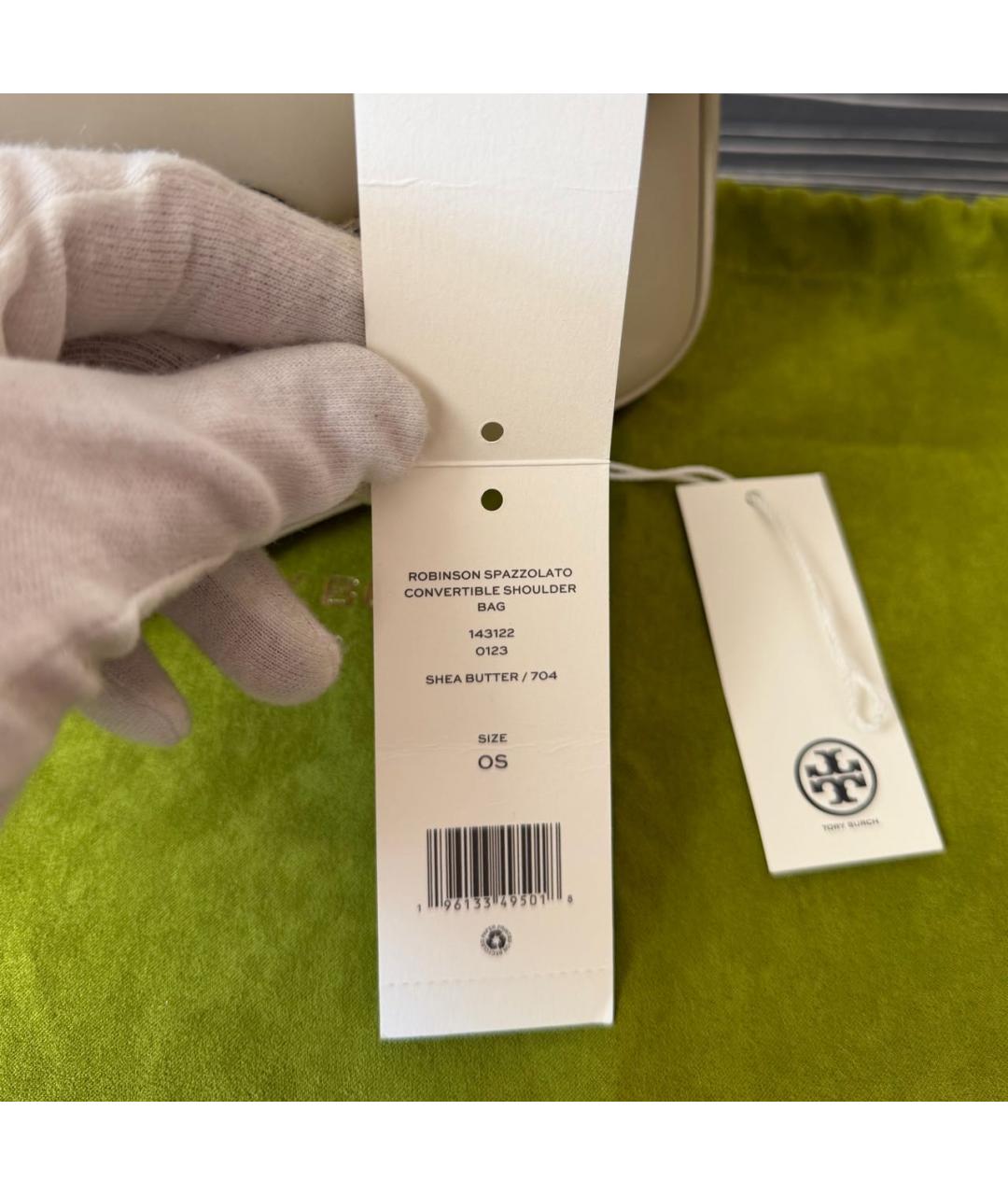 TORY BURCH Бежевая кожаная сумка через плечо, фото 7
