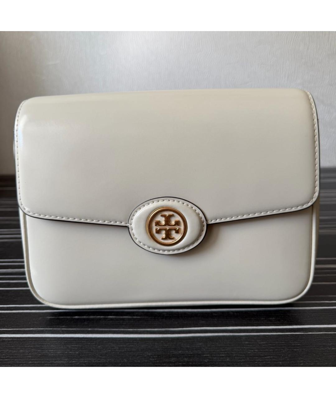 TORY BURCH Бежевая кожаная сумка через плечо, фото 8