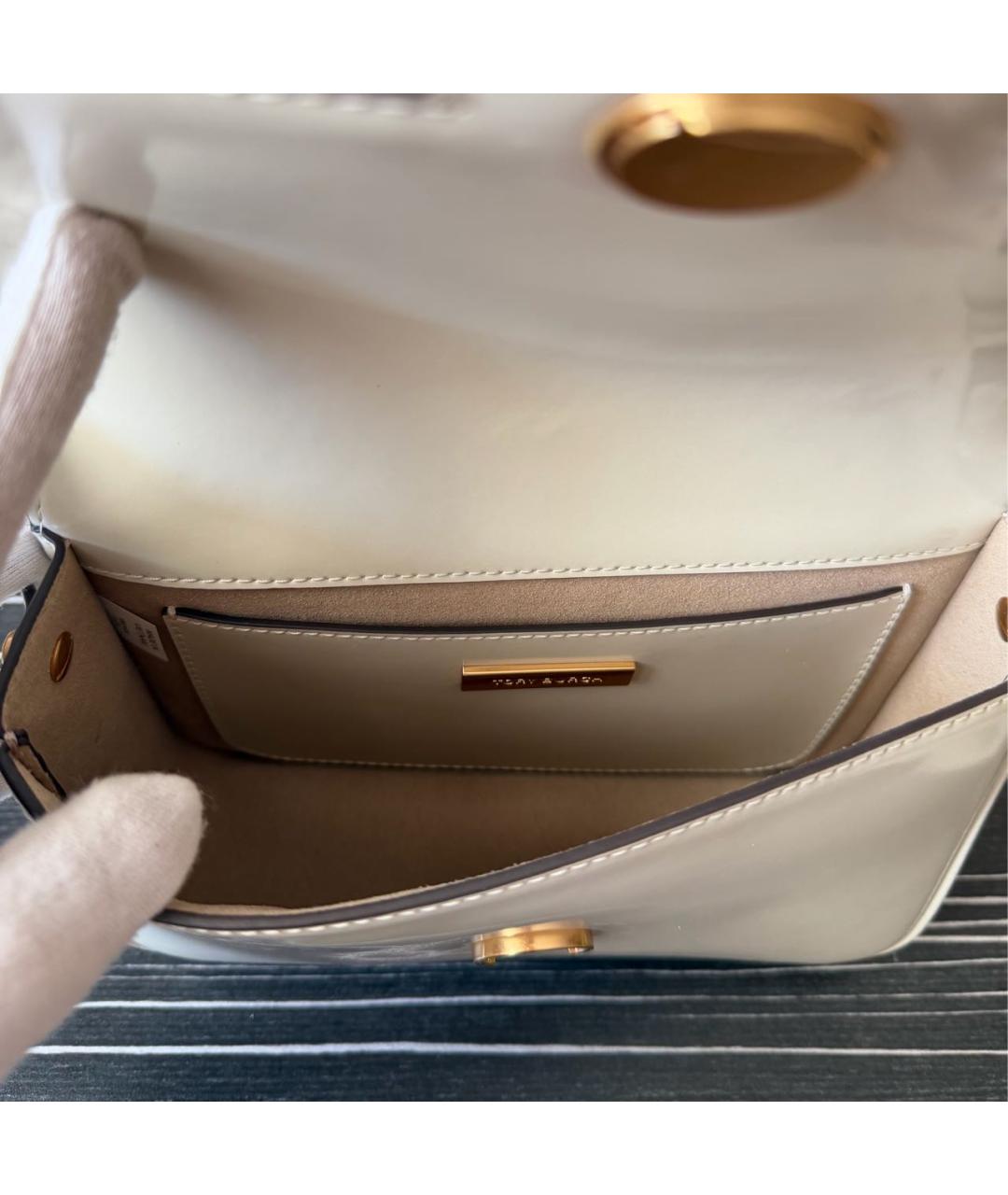 TORY BURCH Бежевая кожаная сумка через плечо, фото 4