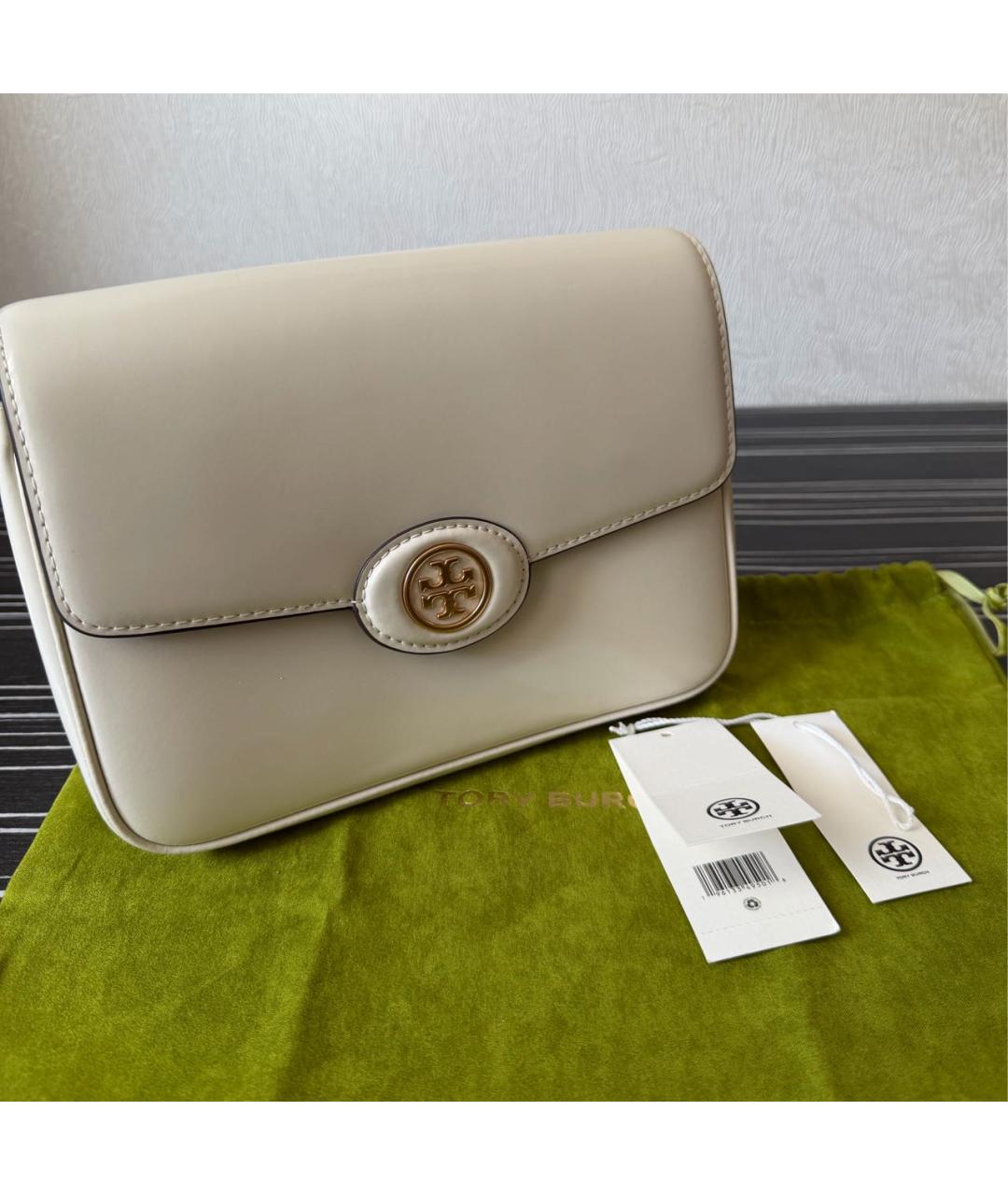 TORY BURCH Бежевая кожаная сумка через плечо, фото 5